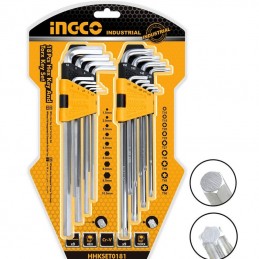 "Set de Llaves Allen y Torx 18 Piezas INGCO (HHKSET0181) - Herramientas Esenciales para Trabajos de Precisión"