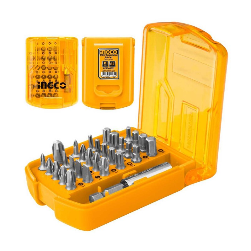 Set de Puntas de 30 Piezas INGCO (AKSD08301) - Variedad de Puntas de Calidad para Tareas de Atornillado Set de Puntas de 30 Piezas INGCO (AKSD08301) - Variedad de Puntas de Calidad para Tareas de Atornillado
