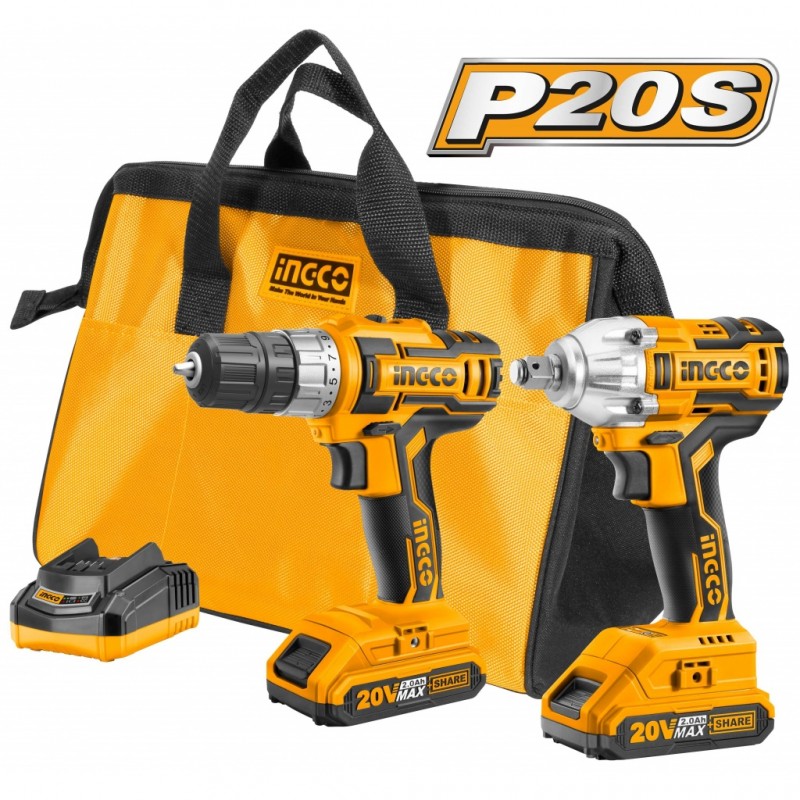 Set Taladro y Pistola de Impacto Industrial 20V INGCO (CKLI2007) - Potencia y Eficiencia para tus Tareas de Perforación y Apriet Set Taladro y Pistola de Impacto Industrial 20V INGCO (CKLI2007) - Potencia y Eficiencia para tus Tareas de Perforación y Apriet