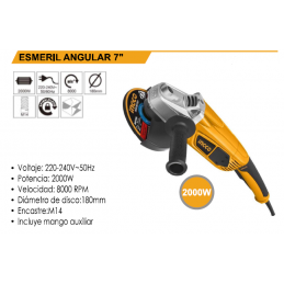 Esmeril Angular Industrial 7" 2000W Ingco: Potencia y precisión para aplicaciones industriales | Ingco Talca