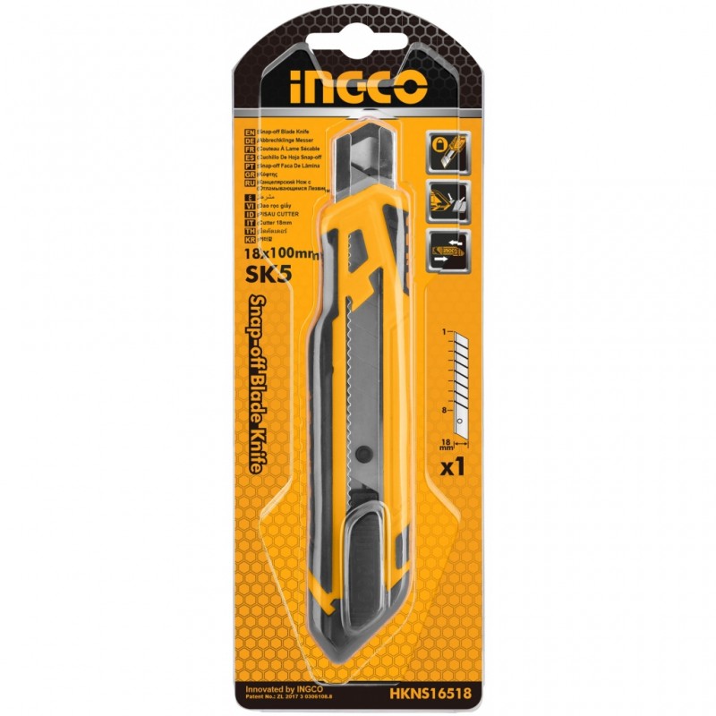 CUCHILLO CARTONAJE RETRACTIL 173 MM (HKNS16518) INGCO CUCHILLO CARTONAJE RETRACTIL 173 MM (HKNS16518) INGCO