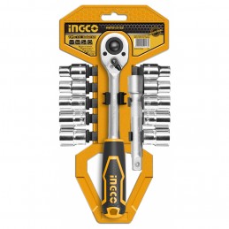 Juego de Dados INGCO 1/2" DR 12 Piezas – Con chicharra y extensión