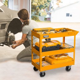 Carro de Herramientas Industrial de Metal 3 Niveles INGCO (HPTCT031) - Organización y Movilidad para tu Espacio de Trabajo