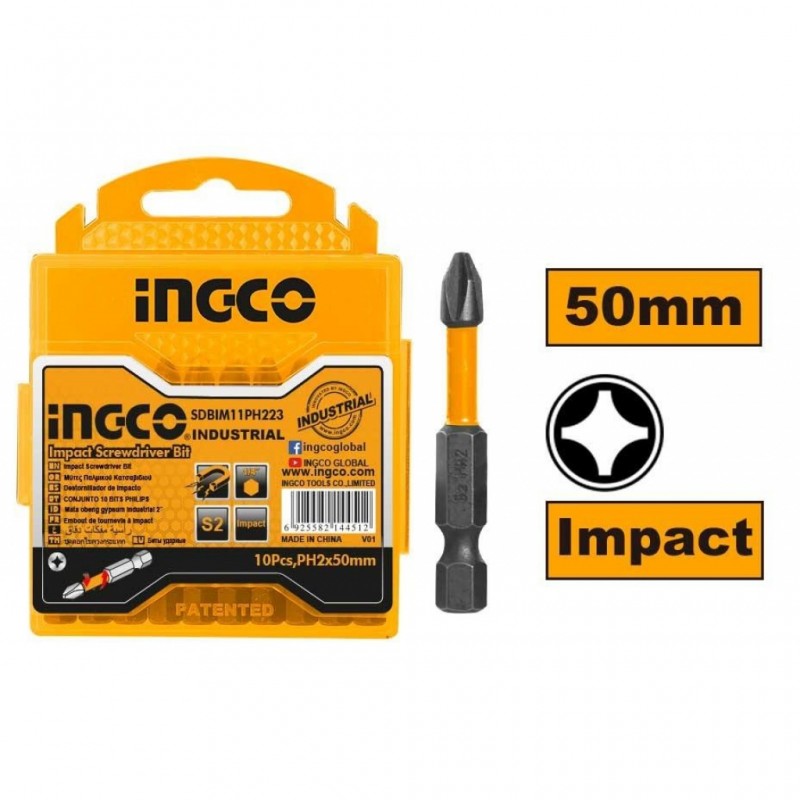 SET PUNTAS DE IMPACTO INDUSTRIAL 10 PCS PH2X50MM (SDBIM11PH223) TODO INGCO - TALCA SET PUNTAS DE IMPACTO INDUSTRIAL 10 PCS PH2X50MM (SDBIM11PH223) TODO INGCO - TALCA