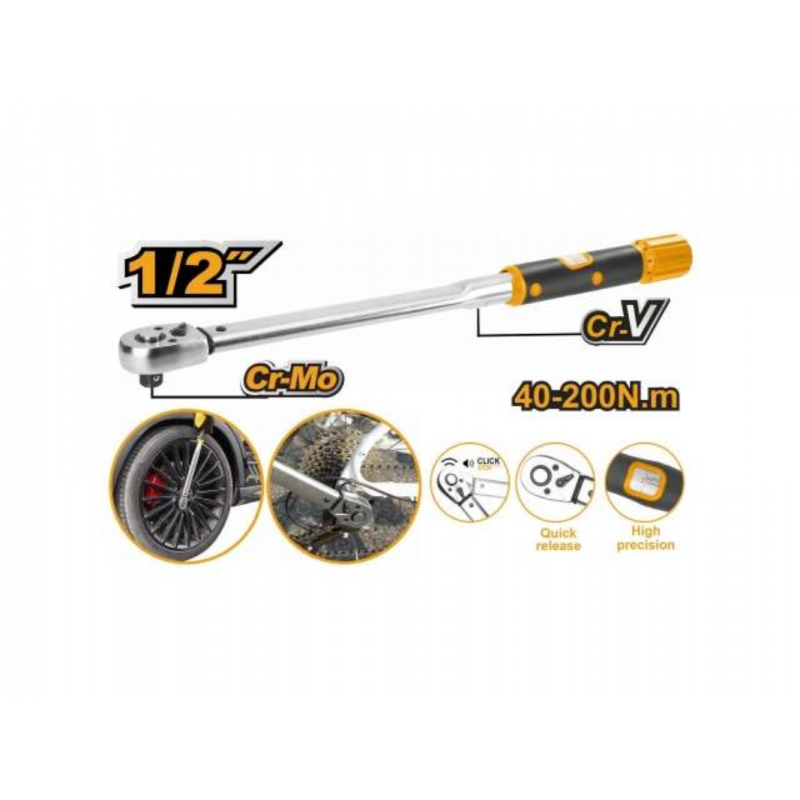 Llave de Torque 1/2" 40-200 N·m INGCO | Precisión Profesional Llave de Torque 1/2" 40-200 N·m INGCO | Precisión Profesional