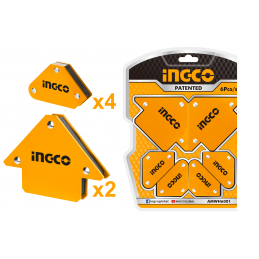 Set de Escuadras Magnéticas de 6 Piezas 10-25LB INGCO (AMWH6001) - Fijación y Sujeción Magnética para Trabajos de Precisión