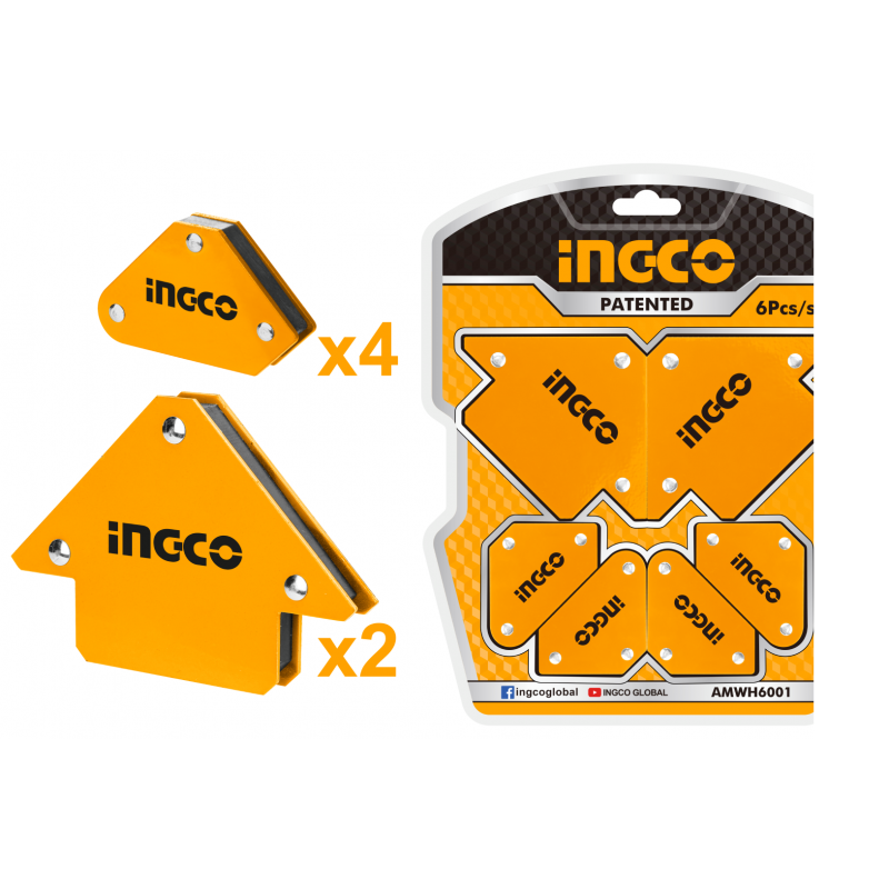 Set de Escuadras Magnéticas de 6 Piezas 10-25LB INGCO (AMWH6001) - Fijación y Sujeción Magnética para Trabajos de Precisión Set de Escuadras Magnéticas de 6 Piezas 10-25LB INGCO (AMWH6001) - Fijación y Sujeción Magnética para Trabajos de Precisión