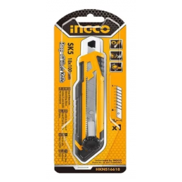 CUCHILLO CARTONAJE RETRACTIL 158 MM CON 1 HOJA REPTO. (HKNS16618) INGCO