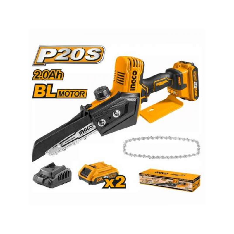 Mini Motosierra BL con Batería y Cargador P20S 20V (CGSLI20682) - INGCO: Potencia y Portabilidad en tus Manos Mini Motosierra BL con Batería y Cargador P20S 20V (CGSLI20682) - INGCO: Potencia y Portabilidad en tus Manos