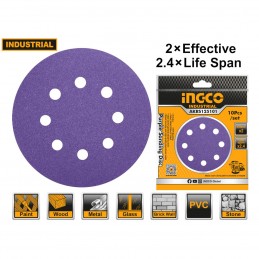 SET DE DISCOS LIJA ZIRCONIO 10 PZAS P40-120 IND. 125MM/5" (AKRS125101) INGCO