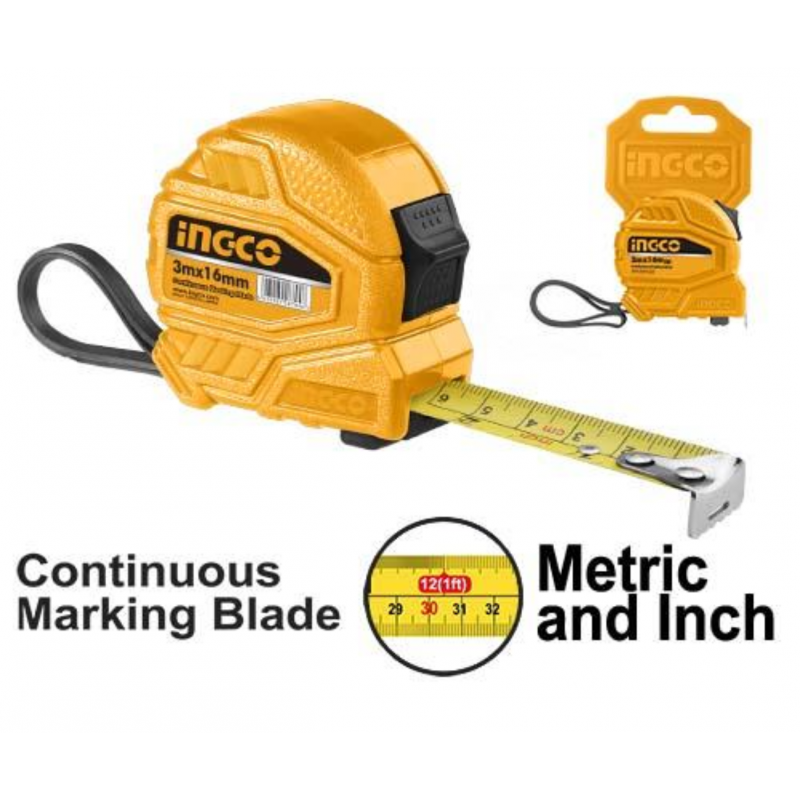 Cinta Métrica 3 m x 16 mm INGCO - Pulgadas y Milímetros Cinta Métrica 3 m x 16 mm INGCO - Pulgadas y Milímetros