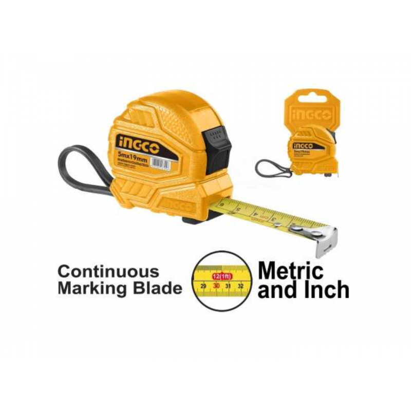Cinta Métrica 5 m x 19 mm INGCO - Pulgadas y Milímetros