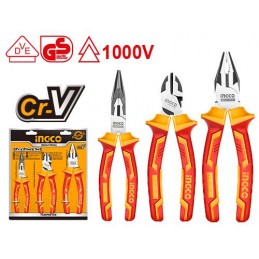 ALICATE AISLADO 1000V INDUSTRIAL JUEGO 3 PZAS INGCO (HIKPS28318)