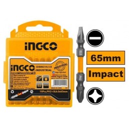 SET DE PUNTA DE IMPACTO INDUSTRIAL 10 PZAS PH2+SL6X65MM INGCO: Herramientas de Alto Rendimiento