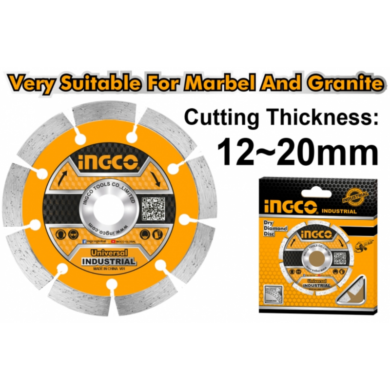 DISCO DIAMANTADO SEGMENTADO INGCO 180 mm (9")x22,2 mm: Cortes Eficientes y Precisos DISCO DIAMANTADO SEGMENTADO INGCO 180 mm (9")x22,2 mm: Cortes Eficientes y Precisos