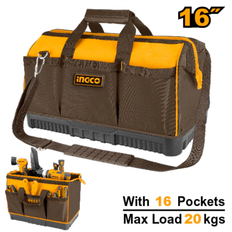 BOLSO DE HERRAMIENTAS INDUSTRIAL 16 BOLSILLOS 16" INGCO (HTBG08): Organiza tus Herramientas con Estilo y Durabilidad BOLSO DE HERRAMIENTAS INDUSTRIAL 16 BOLSILLOS 16" INGCO (HTBG08): Organiza tus Herramientas con Estilo y Durabilidad