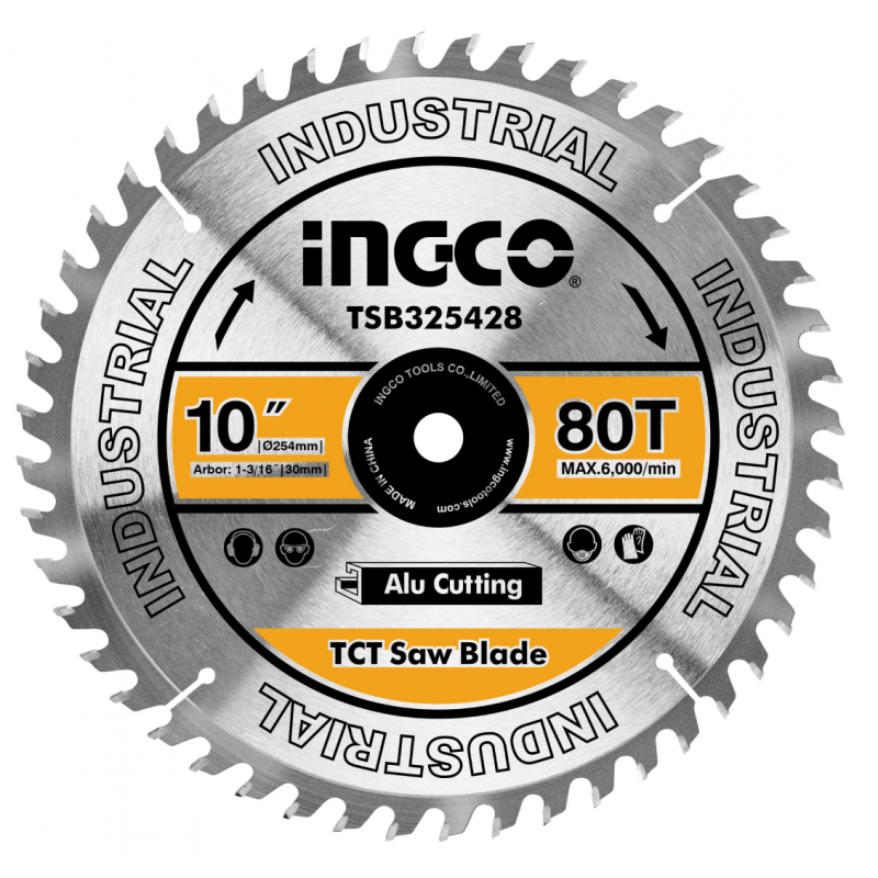 Disco de Sierra Circular Industrial Aluminio 80T 254mm | INGCO (TSB325428)