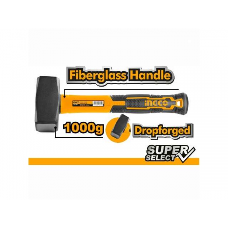 Mazo con Mango de Fibra de Vidrio 1000g INGCO (HSTHS81000): Potencia y Control para Tareas Pesadas Mazo con Mango de Fibra de Vidrio 1000g INGCO (HSTHS81000): Potencia y Control para Tareas Pesadas