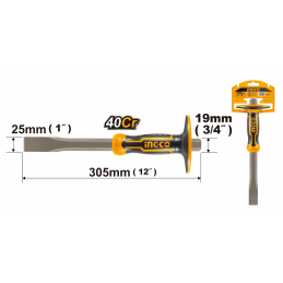 Cincel Plano Industrial para Hormigón 25x19x305mm INGCO (HCCL852519) - Rendimiento Superior en Trabajos de Demolición y Manipula