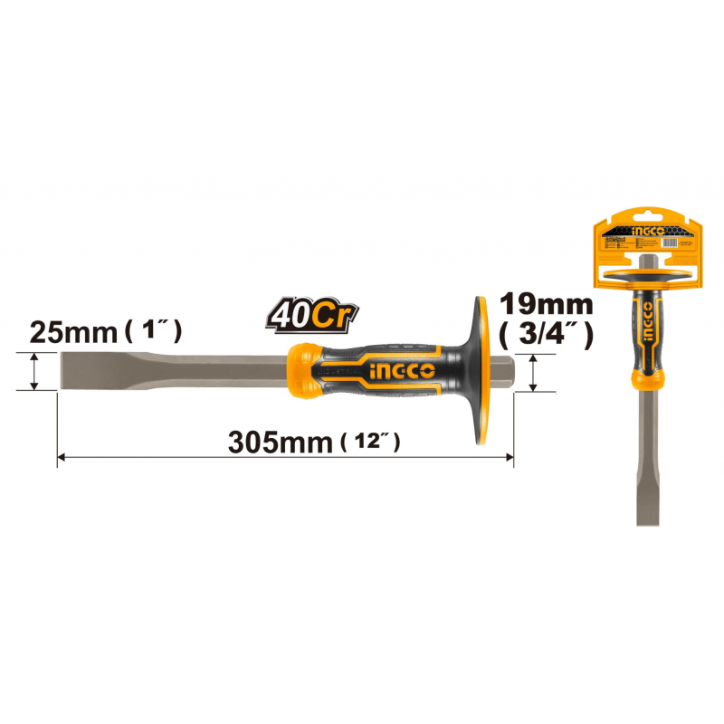 Cincel Plano Industrial para Hormigón 25x19x305mm INGCO (HCCL852519) - Rendimiento Superior en Trabajos de Demolición y Manipula Cincel Plano Industrial para Hormigón 25x19x305mm INGCO (HCCL852519) - Rendimiento Superior en Trabajos de Demolición y Manipula