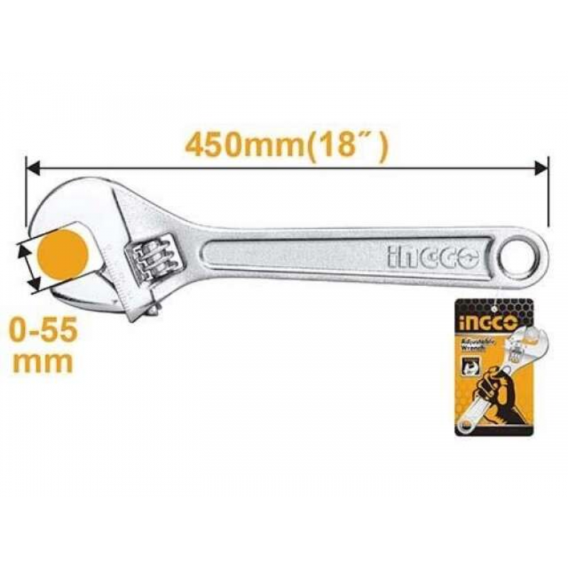 Llave Ajustable 450mm/18" INGCO (HADW131182) - Herramienta Potente para Ajustes Precisos en Trabajos Industriales Llave Ajustable 450mm/18" INGCO (HADW131182) - Herramienta Potente para Ajustes Precisos en Trabajos Industriales