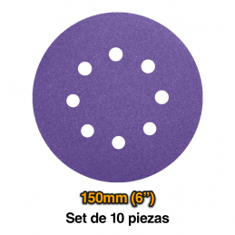 Set de Discos de Lija de Zirconio INGCO - 10 Piezas P80-400, 150mm/6’’ (AKRS150102) - Calidad Industrial