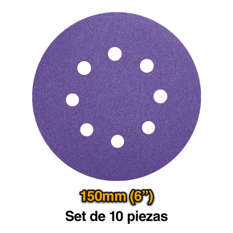 Set de Discos de Lija de Zirconio INGCO - 10 Piezas P80-400, 150mm/6’’ (AKRS150102) - Calidad Industrial Set de Discos de Lija de Zirconio INGCO - 10 Piezas P80-400, 150mm/6’’ (AKRS150102) - Calidad Industrial