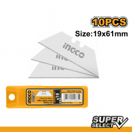 HOJA REPUESTO CUCHILLO CARTONERO 61 X 19 MM 10 PIEZAS (HUKB61001) INGCO