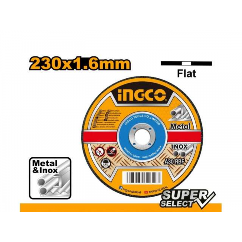 Disco de Corte Plano para Metal e Inox 1,6mm 230mm/9" INGCO - Cortes Precisos con Máxima Durabilidad