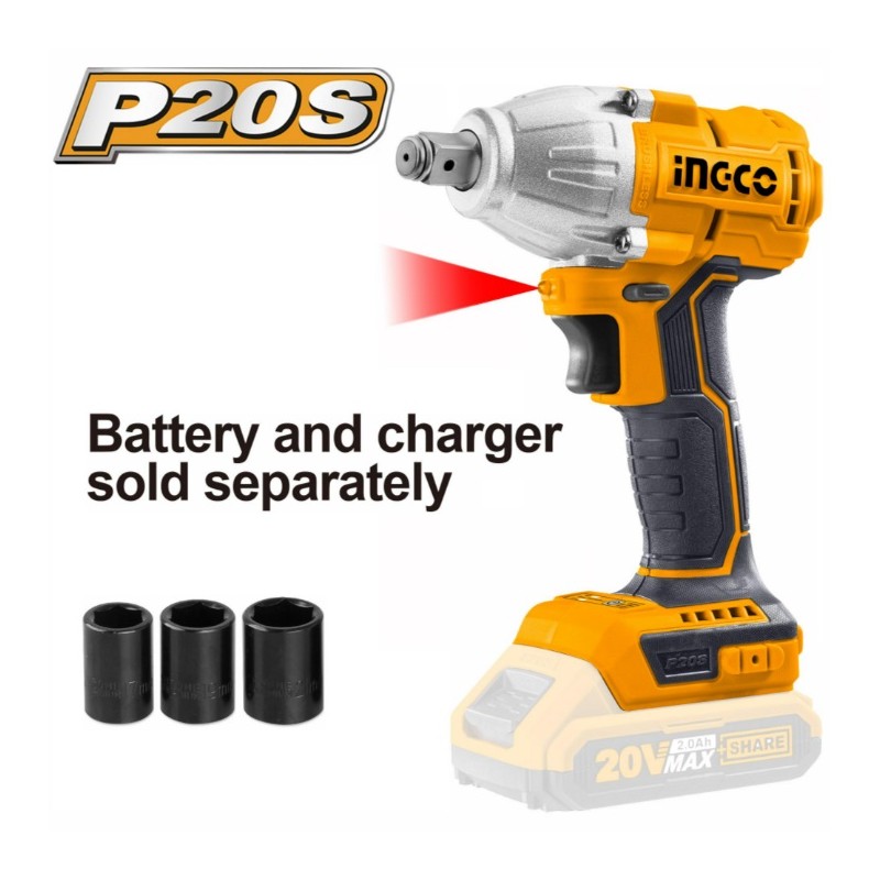 LLAVE DE IMPACTO 1/2" 20V INGCO CIWLI20020 | Sin Batería ni Cargador - Potente y Versátil LLAVE DE IMPACTO 1/2" 20V INGCO CIWLI20020 | Sin Batería ni Cargador - Potente y Versátil