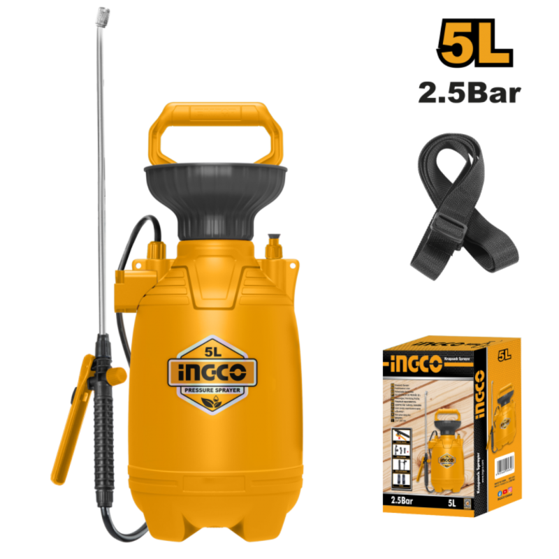 Fumigador INGCO de 5 Litros con Válvula de Seguridad - Herramienta Eficiente para Fumigación Agrícola y Control de Plagas