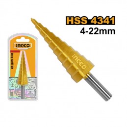 Broca Escalonada INGCO 4-22mm (AKSDS42203) – Precisión y Versatilidad en Perforaciones