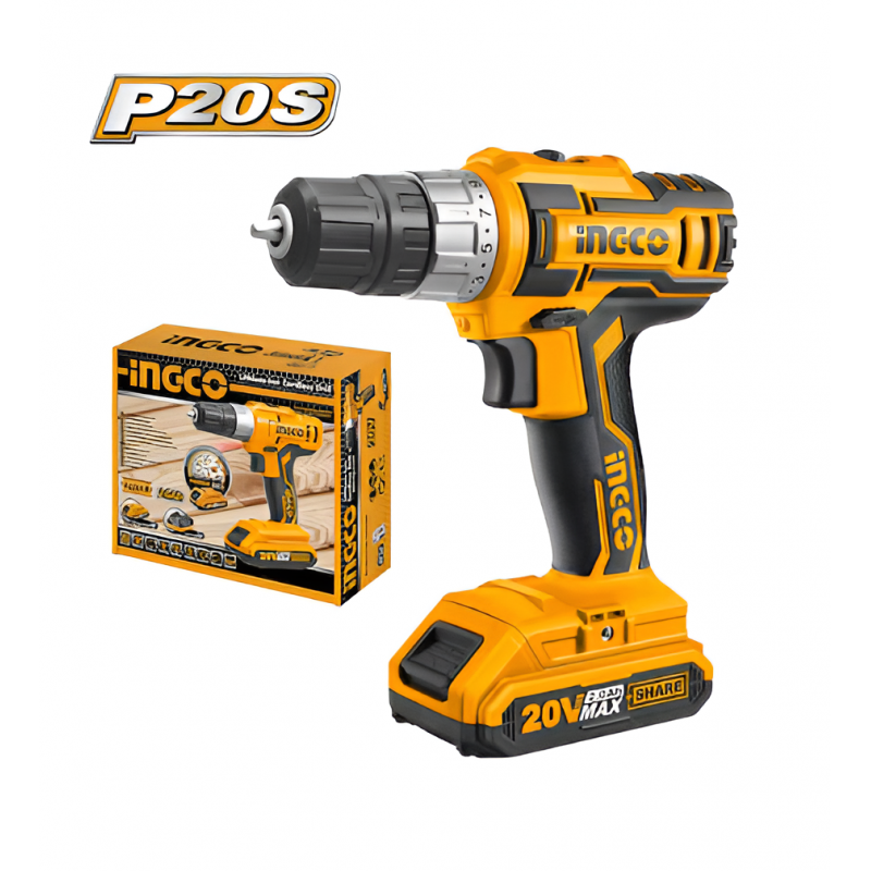 Taladro Atornillador 10mm 20V 2Ah con Cargador y Batería INGCO (CDLI20024) - Potencia y Portabilidad en Una Herramienta Taladro Atornillador 10mm 20V 2Ah con Cargador y Batería INGCO (CDLI20024) - Potencia y Portabilidad en Una Herramienta