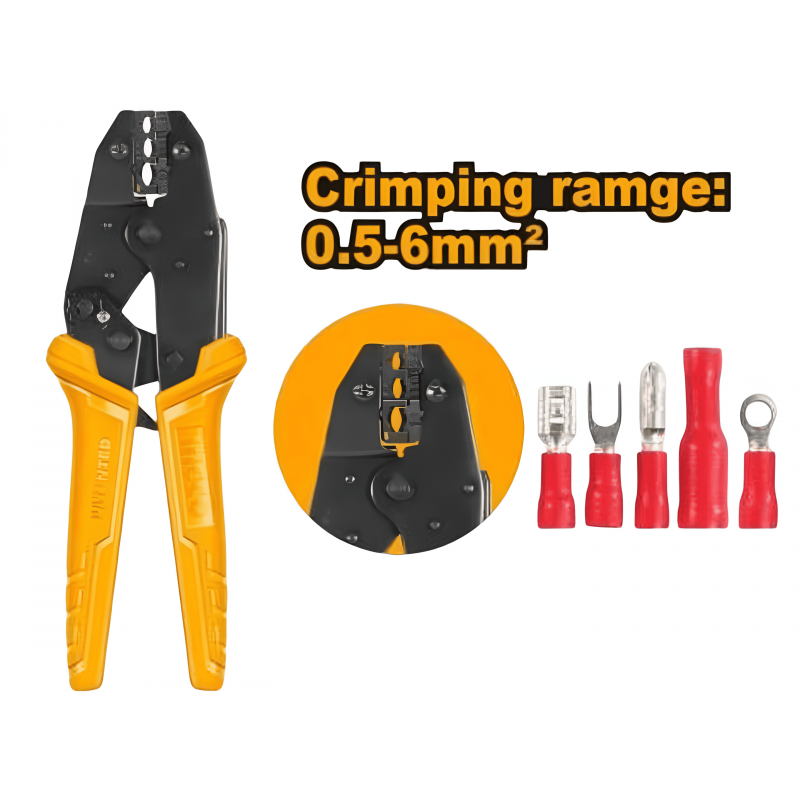 ALICATE PELACABLE CRIMPEADOR P/TERMINALES AISLADOS 9"/220mm (HRCPJ0506) INGCO ALICATE PELACABLE CRIMPEADOR P/TERMINALES AISLADOS 9"/220mm (HRCPJ0506) INGCO
