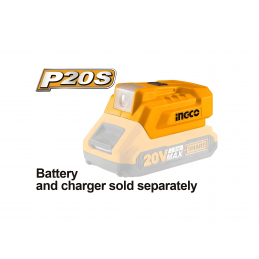 Adaptador/Cargador USB para Batería con LED 20V INGCO CUCLI2022 - Recarga Inteligente y Práctica