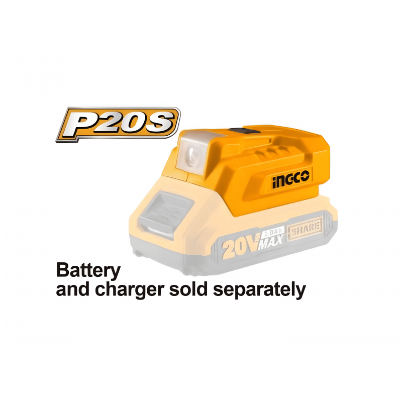 Adaptador/Cargador USB para Batería con LED 20V INGCO CUCLI2022 - Recarga Inteligente y Práctica Adaptador/Cargador USB para Batería con LED 20V INGCO CUCLI2022 - Recarga Inteligente y Práctica