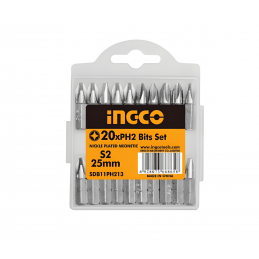 Set de Puntas de 20 Piezas de 25mm INGCO (SDB11PH213) - Variedad de Puntas de Calidad para Tareas de Atornillado