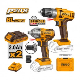 LLAVE IMPACTO Y TALADRO ATORNILLADOR INALAM. INGCO 20V 2 BATERIA - 1 CARGADOR (COSLI230702) TODO INGCO - TALCA