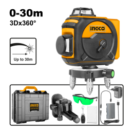Nivel Laser 3D Autonivelante Pro Rayo Verde INGCO HLL255267 - Precision y facilidad en tus proyectos