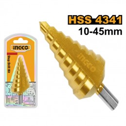 Broca Escalonada INGCO 10-45 MM (AKSDS10453) | Alta Precisión y Durabilidad para Perforaciones en Metal, Madera y Más