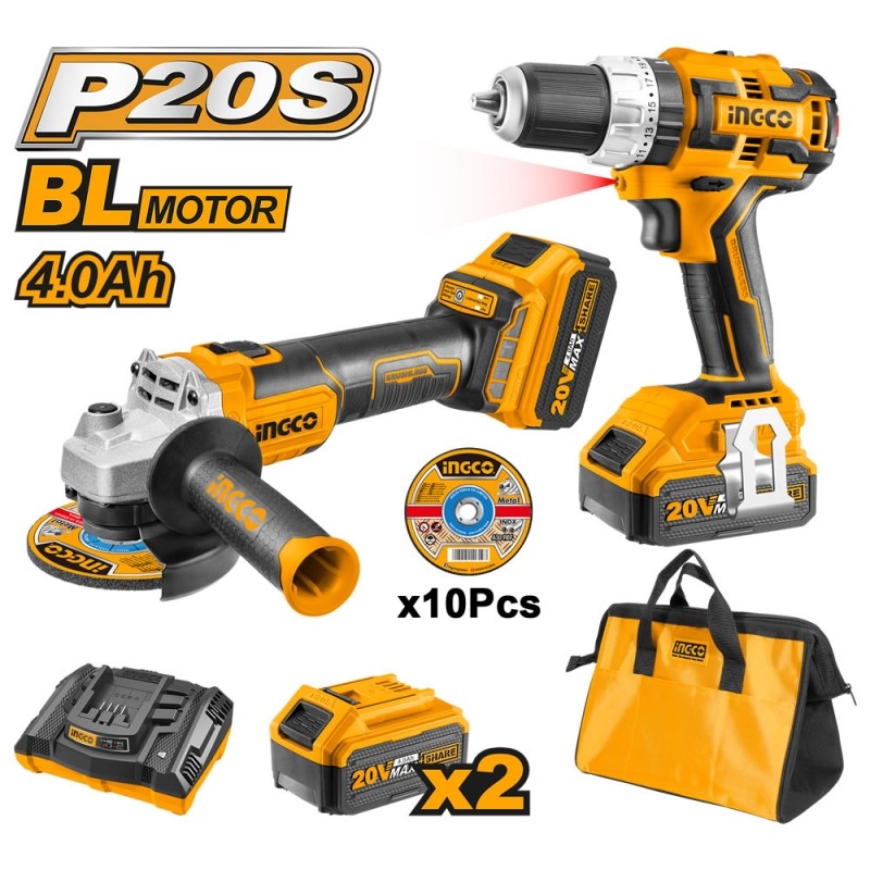 Adquiere el kit INGCO CKLI6015 que incluye un taladro inalámbrico de 13mm y un esmeril angular de 20V. Adquiere el kit INGCO CKLI6015 que incluye un taladro inalámbrico de 13mm y un esmeril angular de 20V.