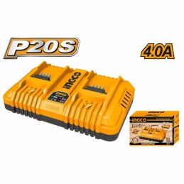 Cargador de Batería Doble Rápido Industrial P20S 2Ah/4Ah/5Ah 20V INGCO (FCLI2024) - Recarga Eficiente para Herramientas Industri