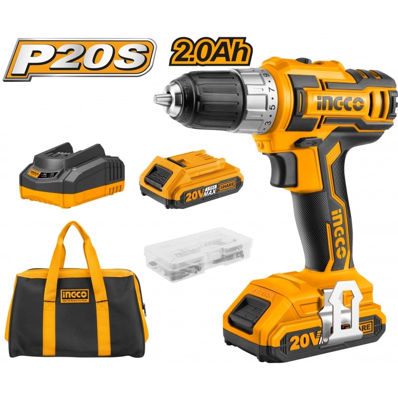 Compra Taladro Atornillador 20V INGCO CDLI2002 - 2 Baterías, Cargador y Bolsa | Herramientas de Calidad Compra Taladro Atornillador 20V INGCO CDLI2002 - 2 Baterías, Cargador y Bolsa | Herramientas de Calidad