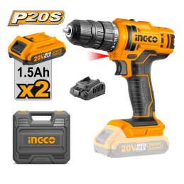 Taladro Atornillador Inalámbrico INGCO (CDLI20028) 20V con 2 Baterías y Cargador