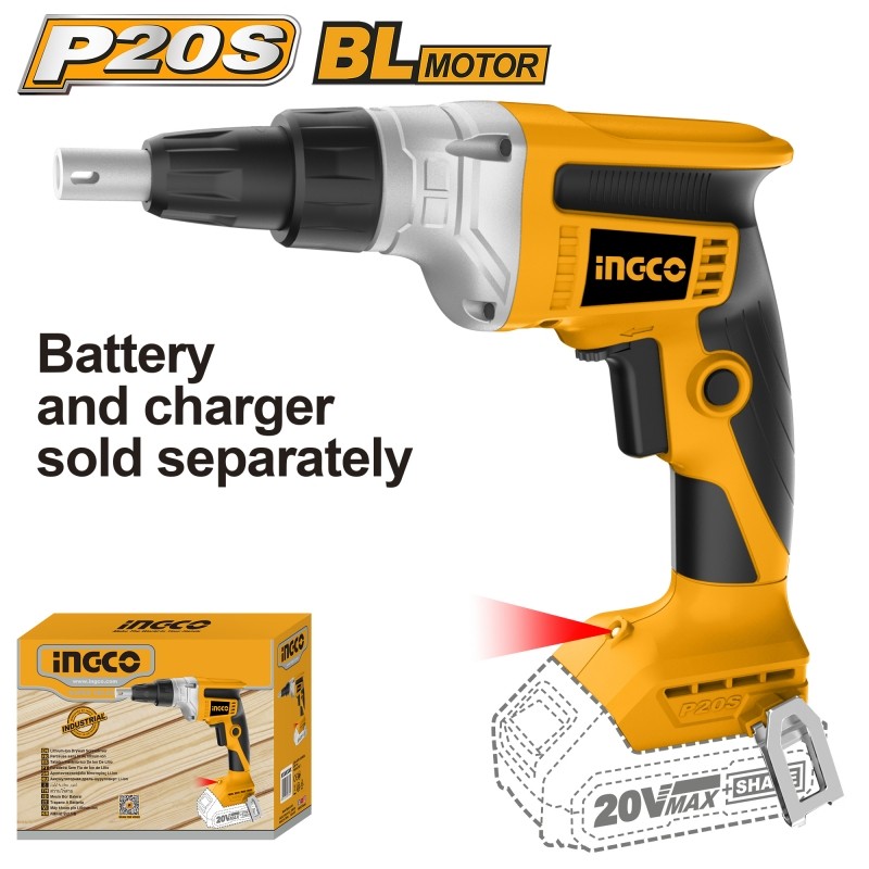 Taladro Atornillador INGCO Inalámbrico 20V para Paneles de Yeso - Sin Batería ni Cargador (CDSLI2042006) Taladro Atornillador INGCO Inalámbrico 20V para Paneles de Yeso - Sin Batería ni Cargador (CDSLI2042006)