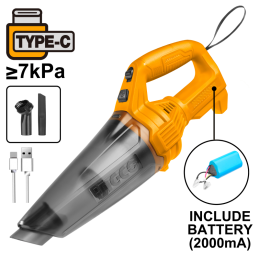 Aspiradora Inalámbrica INGCO 11,1V para Auto | Cargador USB | Modelo CVLI2026