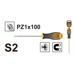 ATORNILLADOR POZIDRIV PZ1 X 100 MM (HS68PZ1100) INGCO