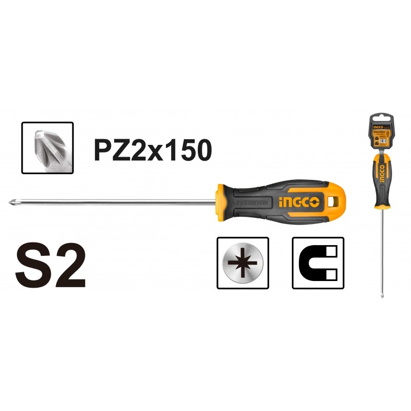 ATORNILLADOR POZIDRIV  N° 2 - 150 MM (HS68PZ2150) INGCO