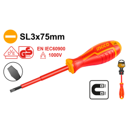 Atornillador Aislado 1000V 3 x 75 mm INGCO | Seguridad para Electricistas