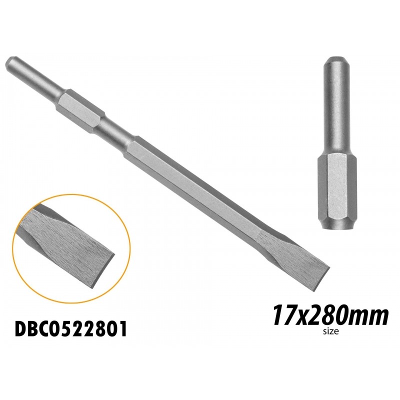 CINCEL PLANO HEX. (MD13008) 17 x 280 x 22 MM (DBC0522801) INGCO CINCEL PLANO HEX. (MD13008) 17 x 280 x 22 MM (DBC0522801) INGCO